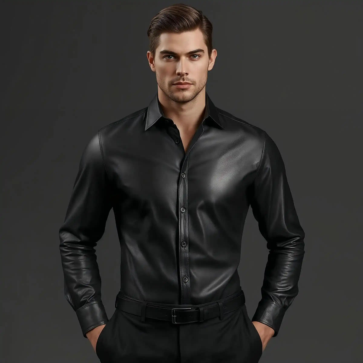 Men's leather shirts 