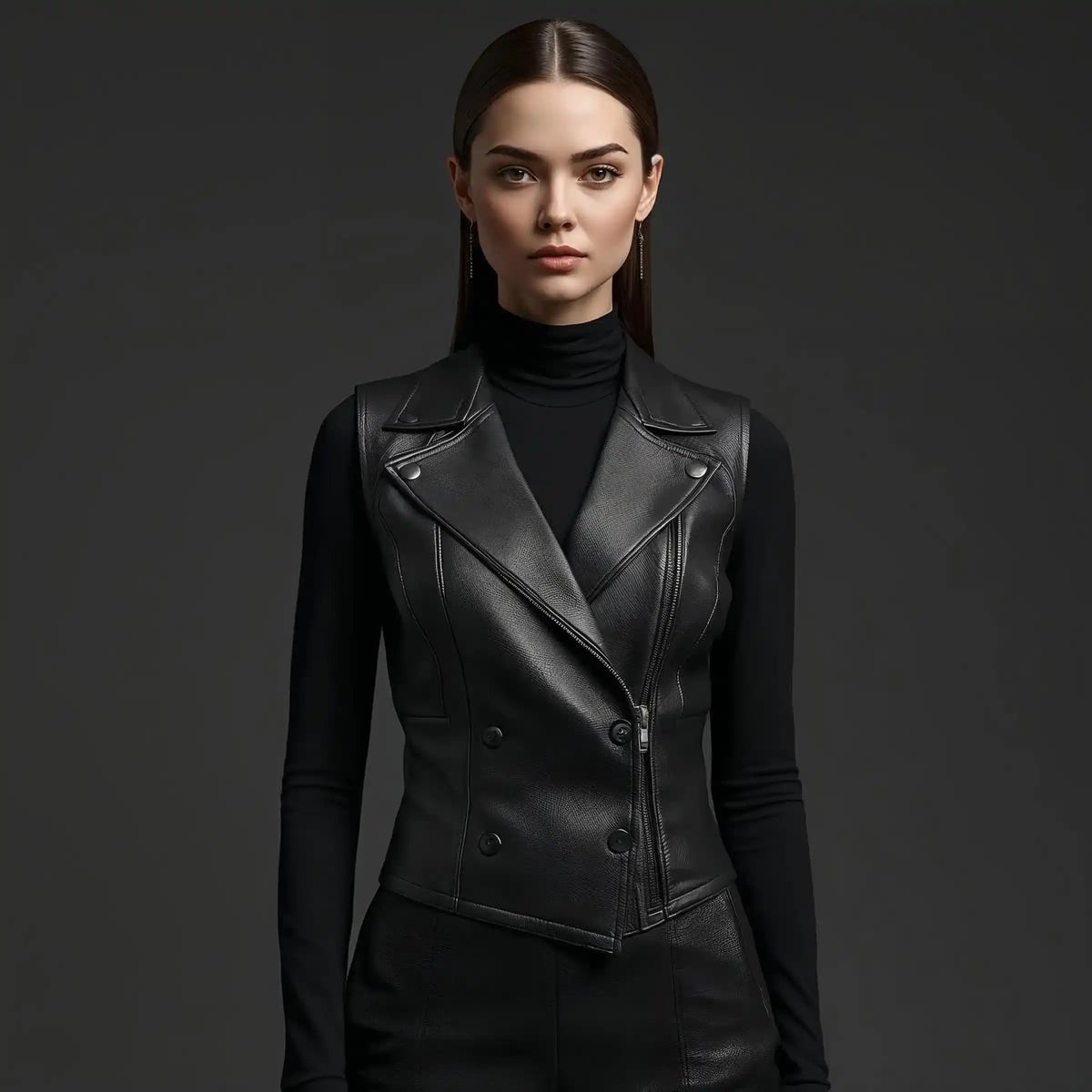 women leather vest 