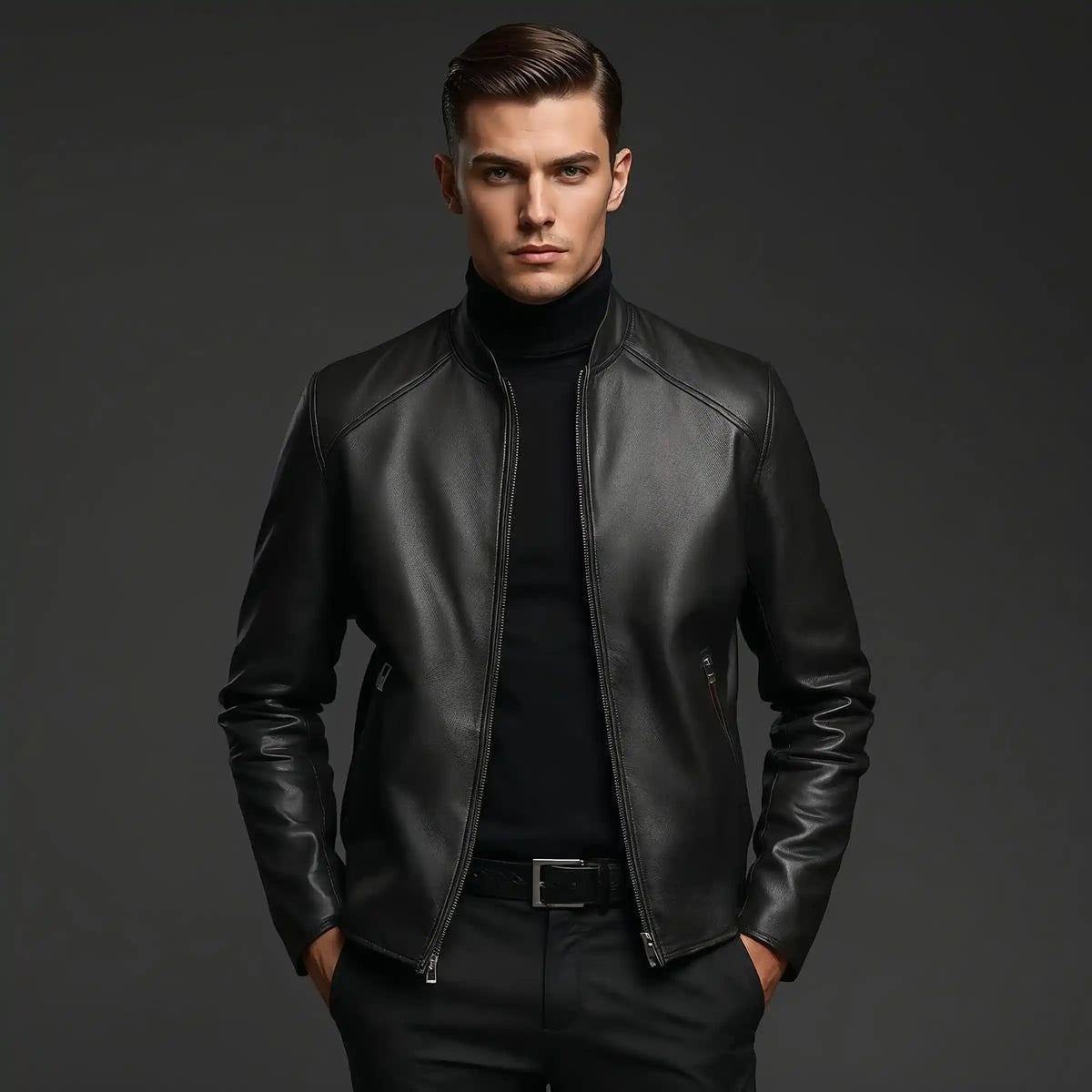mens leather fashion jacket