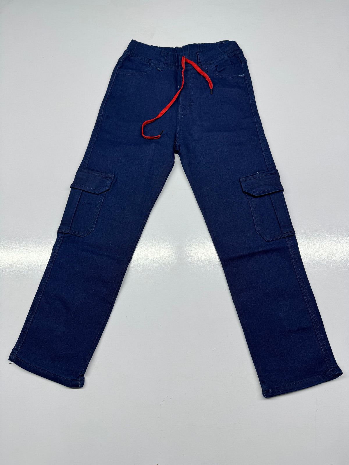 Baggy Trousers – Six-Pocket Denim Pants with Red Drawstring & Yellow Logo | Relaxed Wide-Leg Fit
