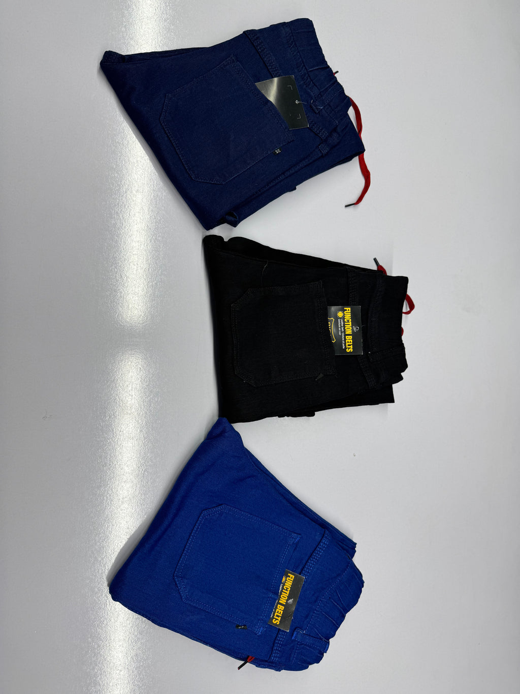 Baggy Trousers – Six-Pocket Denim Pants with Red Drawstring & Yellow Logo | Relaxed Wide-Leg Fit